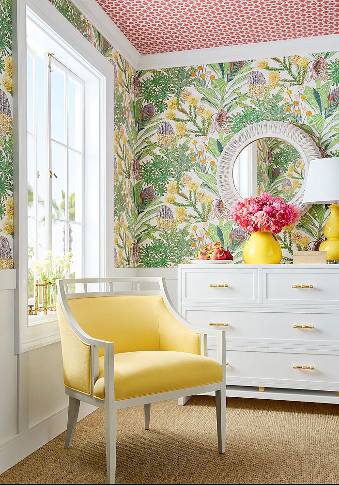 Bring the sunshine into your home with yellow. This image courtesy of Thibaut.